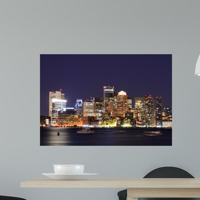 Boston Financial District Skyline shown on a wall