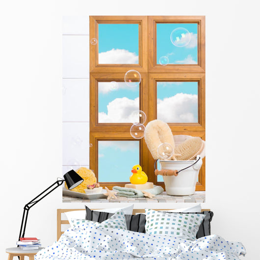 Bathroom Window Wall Mural