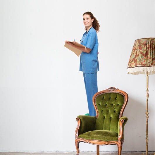 A full-length portrait of a female doctor Wall Decal