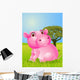 Funny Pink Hippo Wall Mural