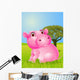 Funny Pink Hippo Wall Mural
