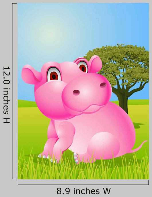 Funny Pink Hippo Wall Mural