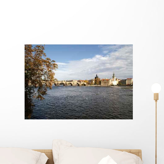 River and City Skyline Wall Decal