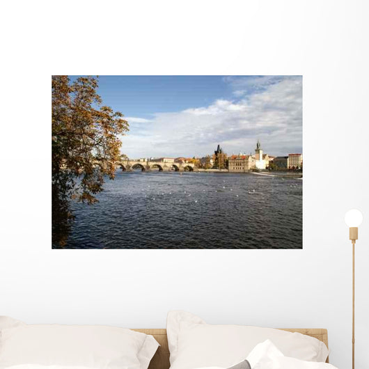 River and City Skyline Wall Decal