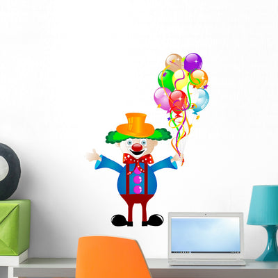 Clown with Balloons Wall Decal Sticker Set shown on a wall