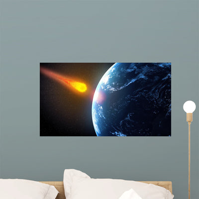 Asteroid Hiting Earth shown on a wall