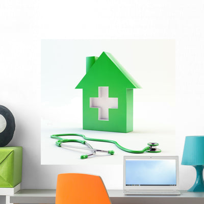 Domestic Healthcare Symbol Wall Decal shown on a wall