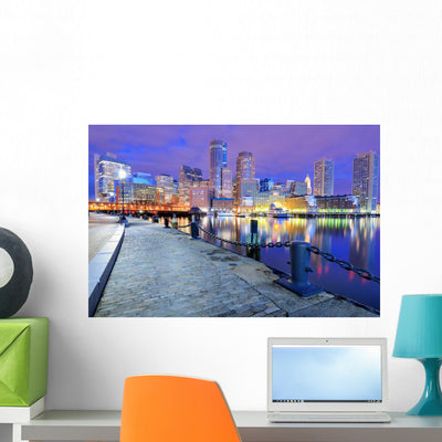 Boston Harbor and Financial shown on a wall