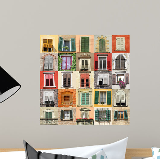 Collage With Old Windows From Italy Europe Wall Mural