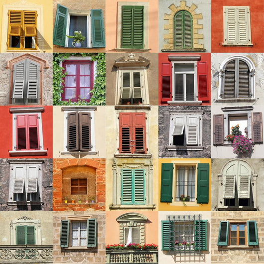 Collage With Old Windows From Italy Europe Wall Mural