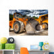 Bulldozer at construction yard Wall Mural