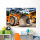 Bulldozer at construction yard Wall Mural