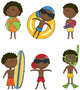 Happy African-american Kids Beach