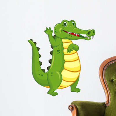 Crocodile Cartoon Wall Decal shown on a wall