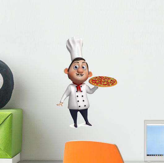 3D Chef with Pizza Wall Decal