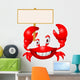 Crab with blank sign Wall Decal