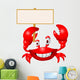 Crab with blank sign Wall Decal