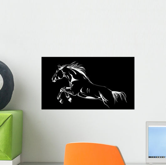 Horse Jumping Black Vector
