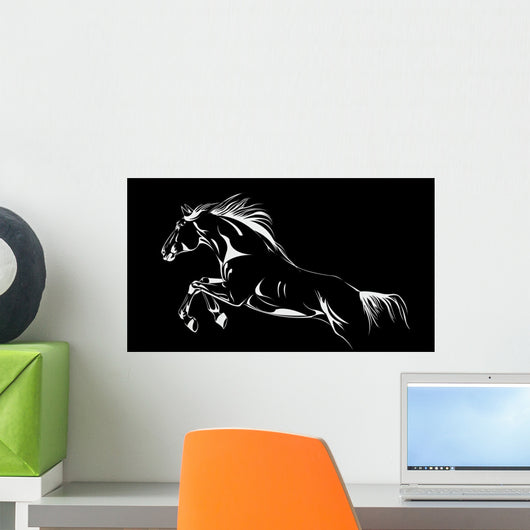 Horse Jumping Black Vector