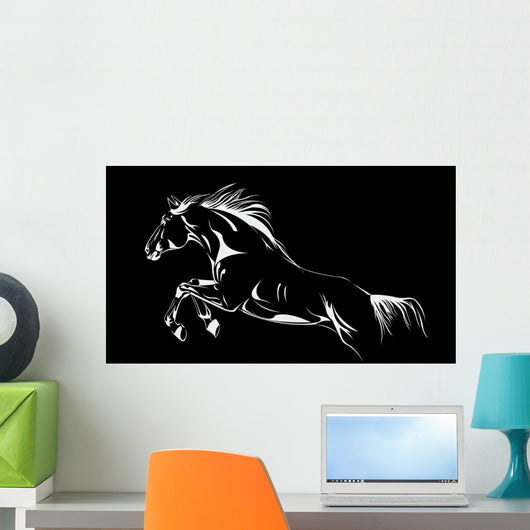 Horse Jumping Black Vector