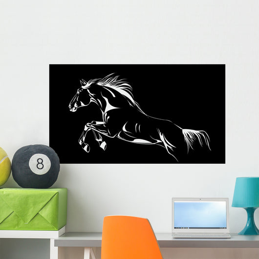 Horse Jumping Black Vector