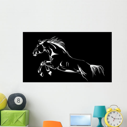Horse Jumping Black Vector