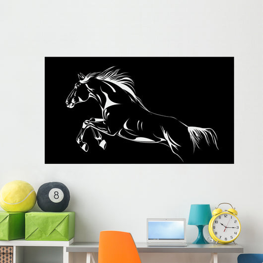 Horse Jumping Black Vector