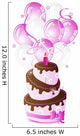 Pink Birthday Cake Wall Decal Sticker Set