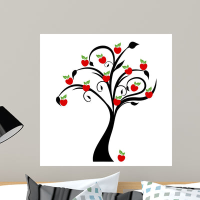 Apple Tree Wall Decal shown on a wall