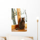 Cat Sitting On Window Ledge Looking At Snowy View Wall Mural