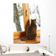 Cat Sitting On Window Ledge Looking At Snowy View Wall Mural