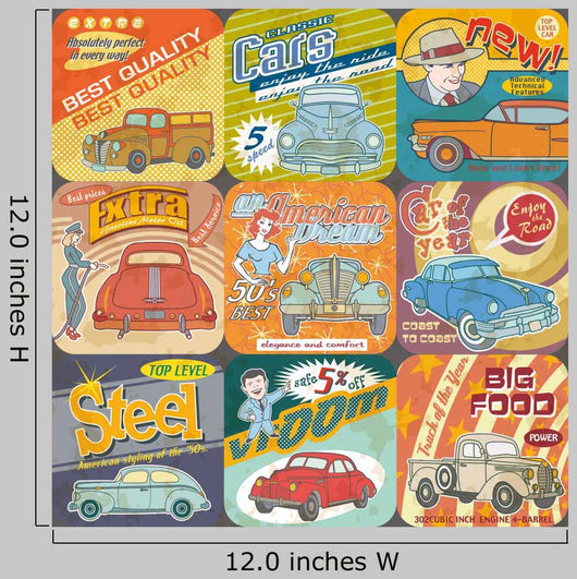 Vintage Car Advertisements Seamless Wall Decal