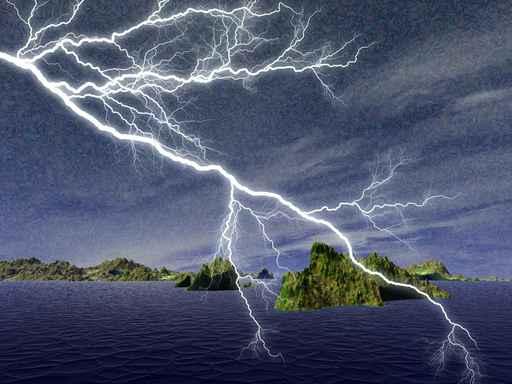 Island Chain Storms with Lightning Illustrations Wall Decal