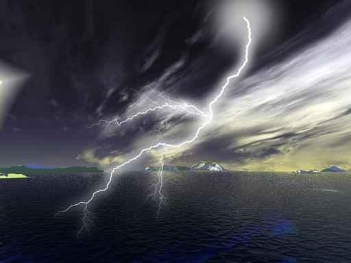 Ocean Storms with Lightning Illustrations Wall Decal