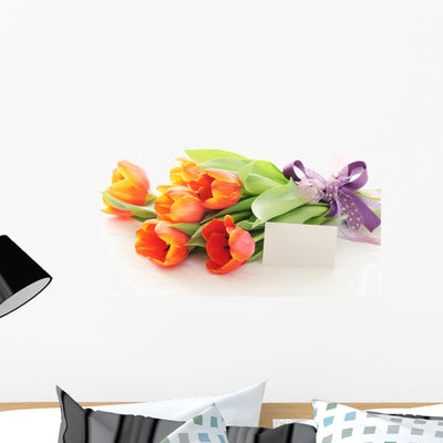 Tulips Bouquet Wall Decal shown on a wall