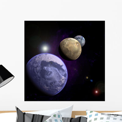 Galaxy Wall Mural shown on a wall