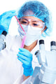 Scientific woman working in laboratory. Wall Decal