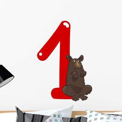 Number One and Bear shown on a wall