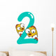 Number Two and 2 Fish Wall Decal