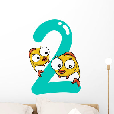 Number Two and 2 Wall Decal shown on a wall