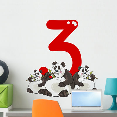 Number Three and 3 shown on a wall