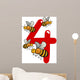 Number Four and 4 Bees Wall Decal