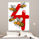 Number Four and 4 Bees Wall Decal