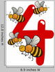 Number Four and 4 Bees Wall Decal