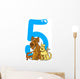 Number Five and 5 Dogs Wall Decal