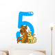 Number Five and 5 Dogs Wall Decal