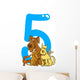 Number Five and 5 Dogs Wall Decal
