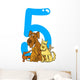 Number Five and 5 Dogs Wall Decal