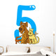 Number Five and 5 Dogs Wall Decal