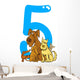 Number Five and 5 Dogs Wall Decal
